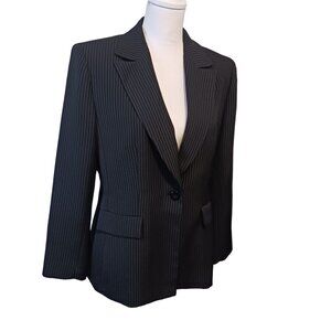 Collections for Le Suit, Black Blazer with White Pinstripes, Size 10P
